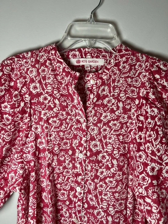 Ro’s Garden TuckerNuck Red Floral Peasant Prairie Midi Dress Cottagecore Sz XS - Picture 3 of 4